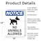 Signmission No Animals Allowed, 18 in W x Rectangle, Aluminum OS-2PACK-NS-A-1824-V-14375 - alternate 4
